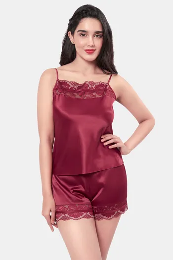 Buy Amante Polyester Elastane Camisole - Red Berry